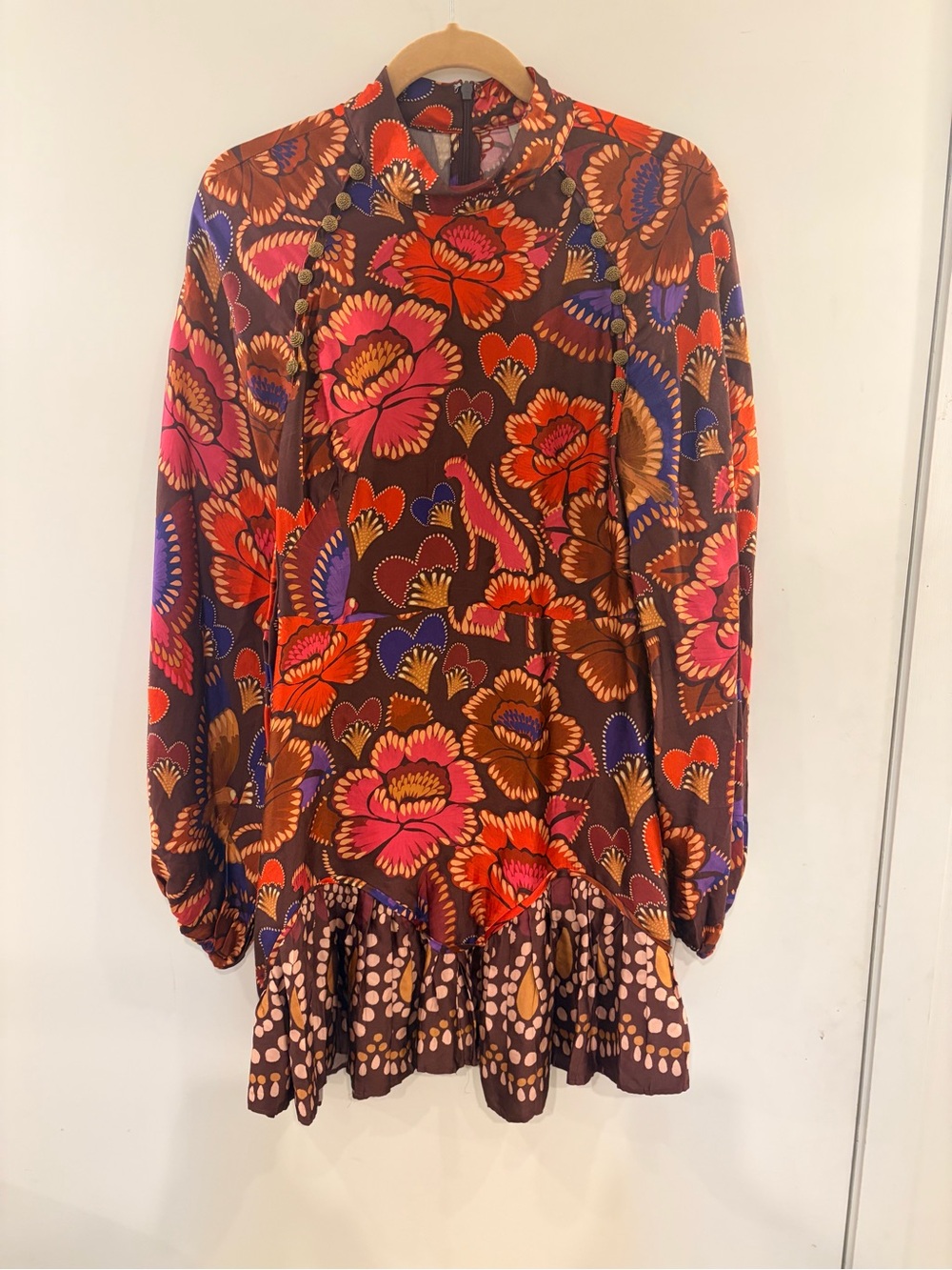 Farm Rio Bright Flora Long-Sleeve Mini Dress
